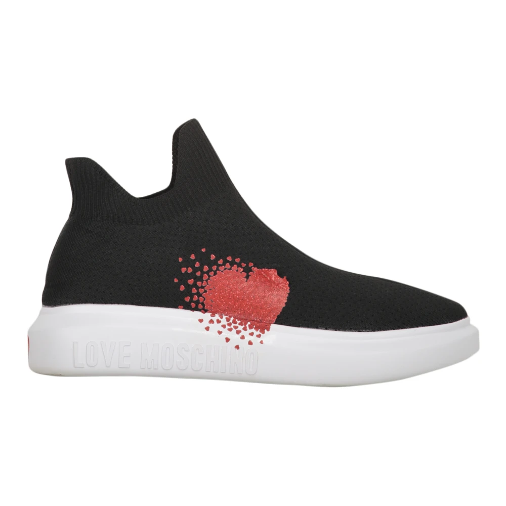 Love Moschino Stickade sock-stil sneakers med kontrasterande insatser Black, Dam