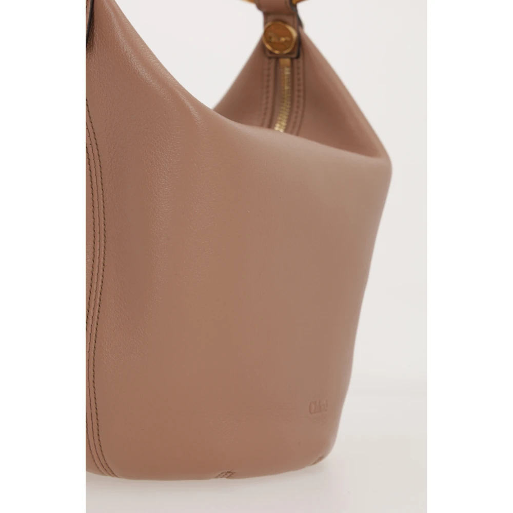 Chloé Roze Gehamerd Leren Handtas met Gouden Hardware Pink Dames