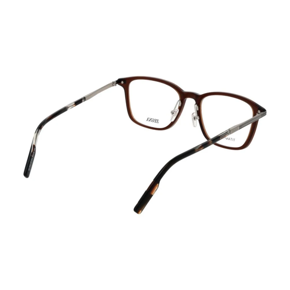 Ermenegildo Zegna Bruine Rechthoekige Optische Monturen Brown Heren