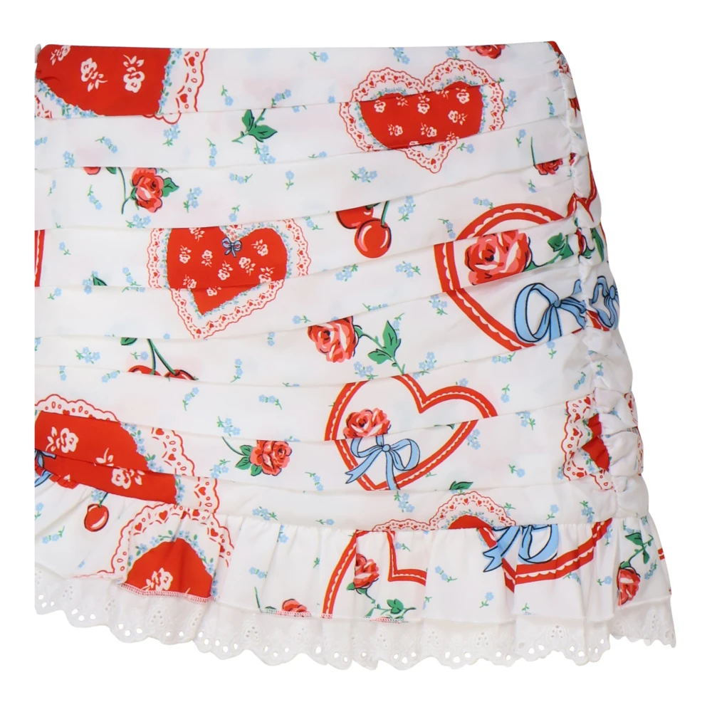 For Love & Lemons Rode Asymmetrische Minirok met Achterprint Multicolor Dames