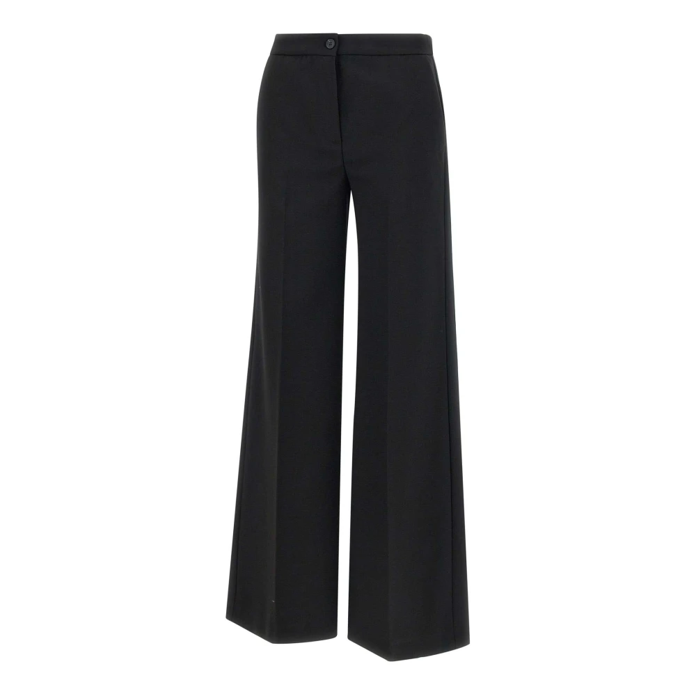 Kaos Zwarte Crepe Wijde Pijp Broek Black Dames