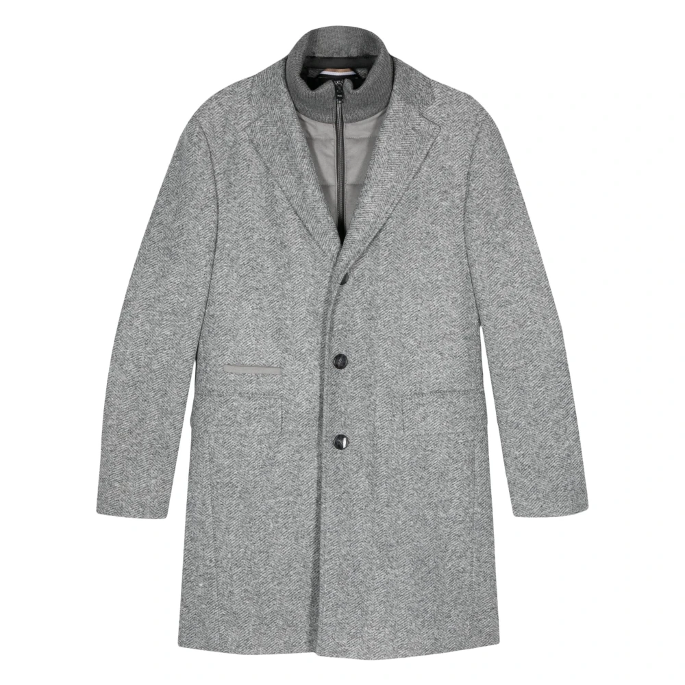 Hugo Boss Wollen jas met afneembare voering Gray Heren