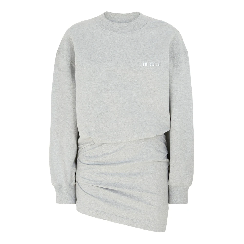 The Attico Grijze Katoenen Sweatshirt Jurk met Logo Gray Dames