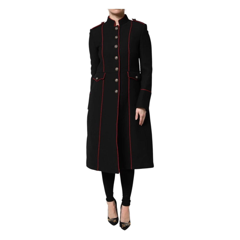 Dolce & Gabbana Women's Black Wool Trench Coat Jacket - Single-Breasted Coats - 2XS - Coats