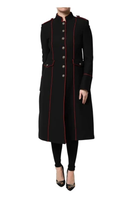 Svart Ull Trenchcoat Jacka