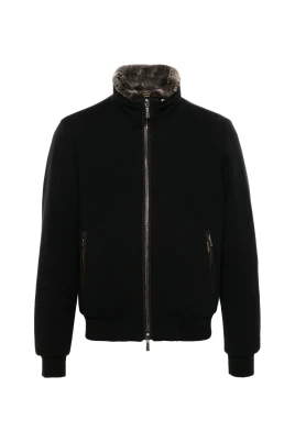 Svart Vadderad Dunjacka med Shearling