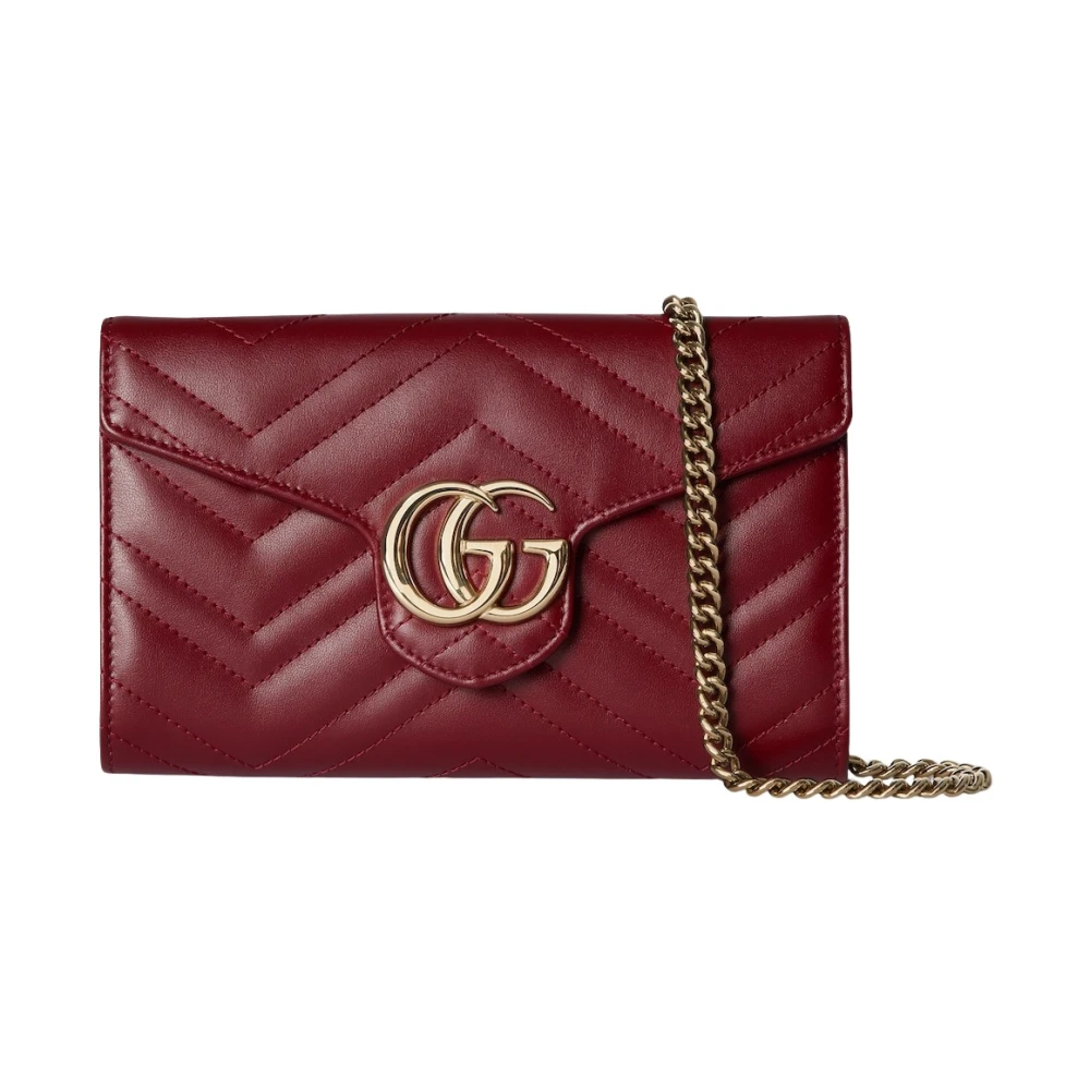 Gucci Women's Red Gg Marmont Wallet With Chain