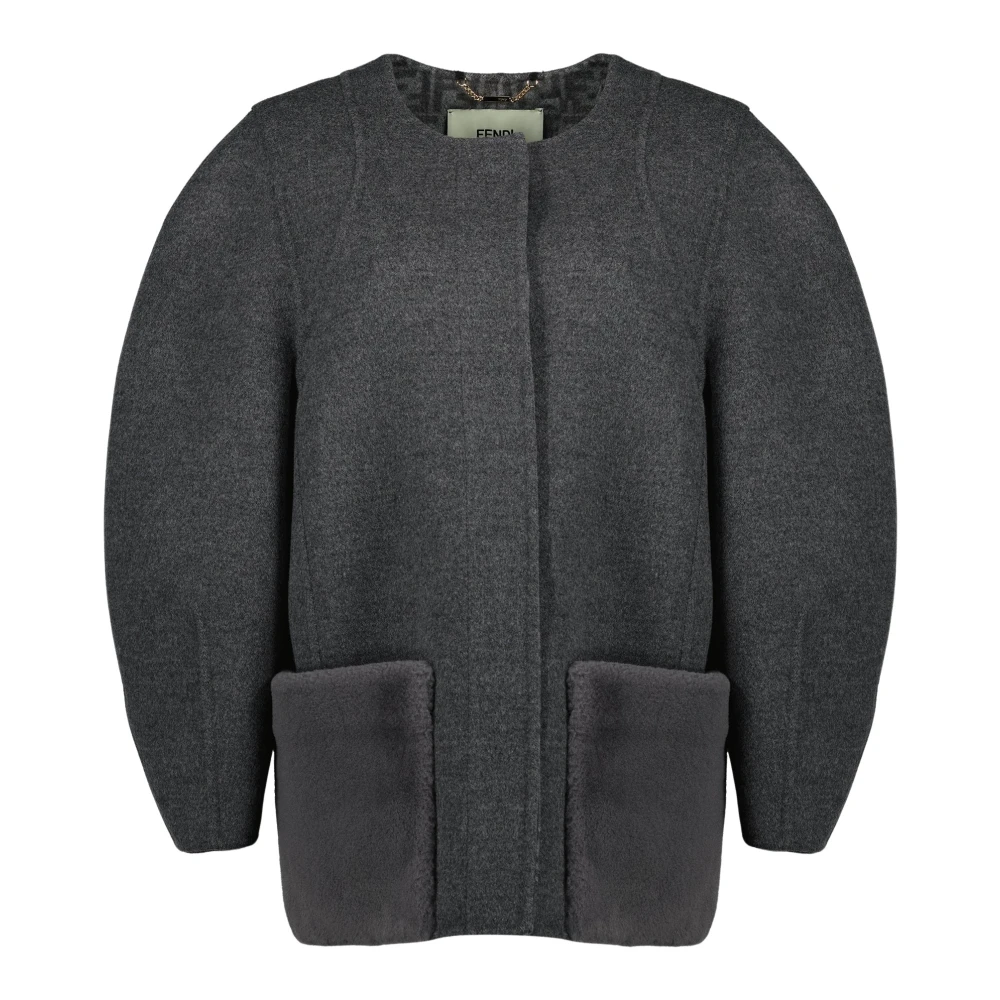 Fendi Women's Gray Manteau Ff - Cardigans - S - Knitwear