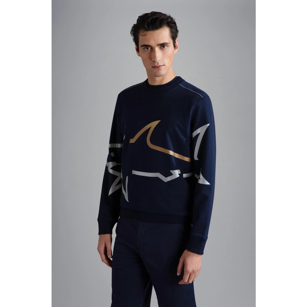 PAUL & SHARK Navy Sweatshirt met Regular Fit Blue Heren
