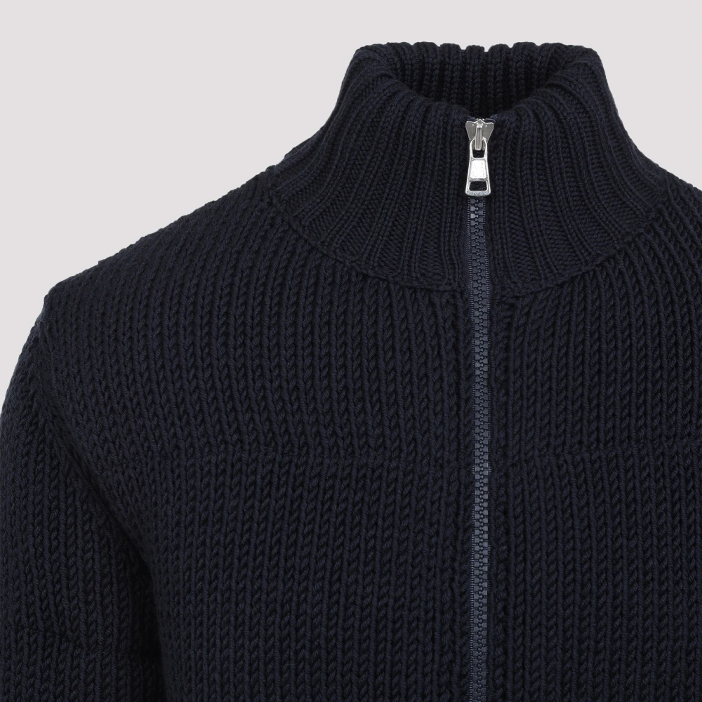 Moncler Blauwe Tricot Cardigan Blue Heren