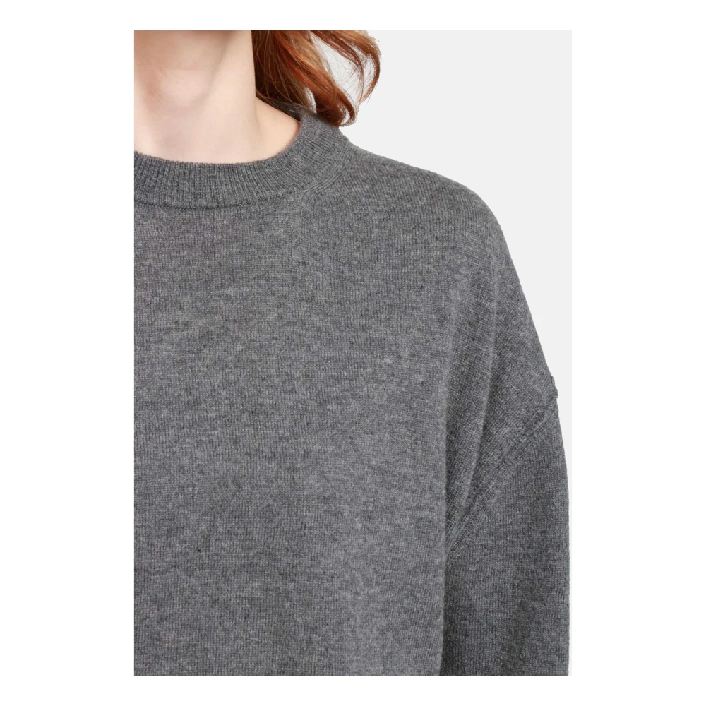 Momoni Wol Zijde Kasjmier Trui met Drop Schouder Gray Dames