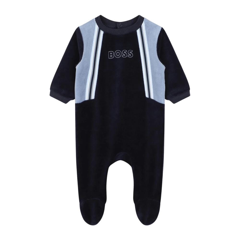 Hugo Boss Blå Sammet Baby Jumpsuit Långärmad Blue, Pojke