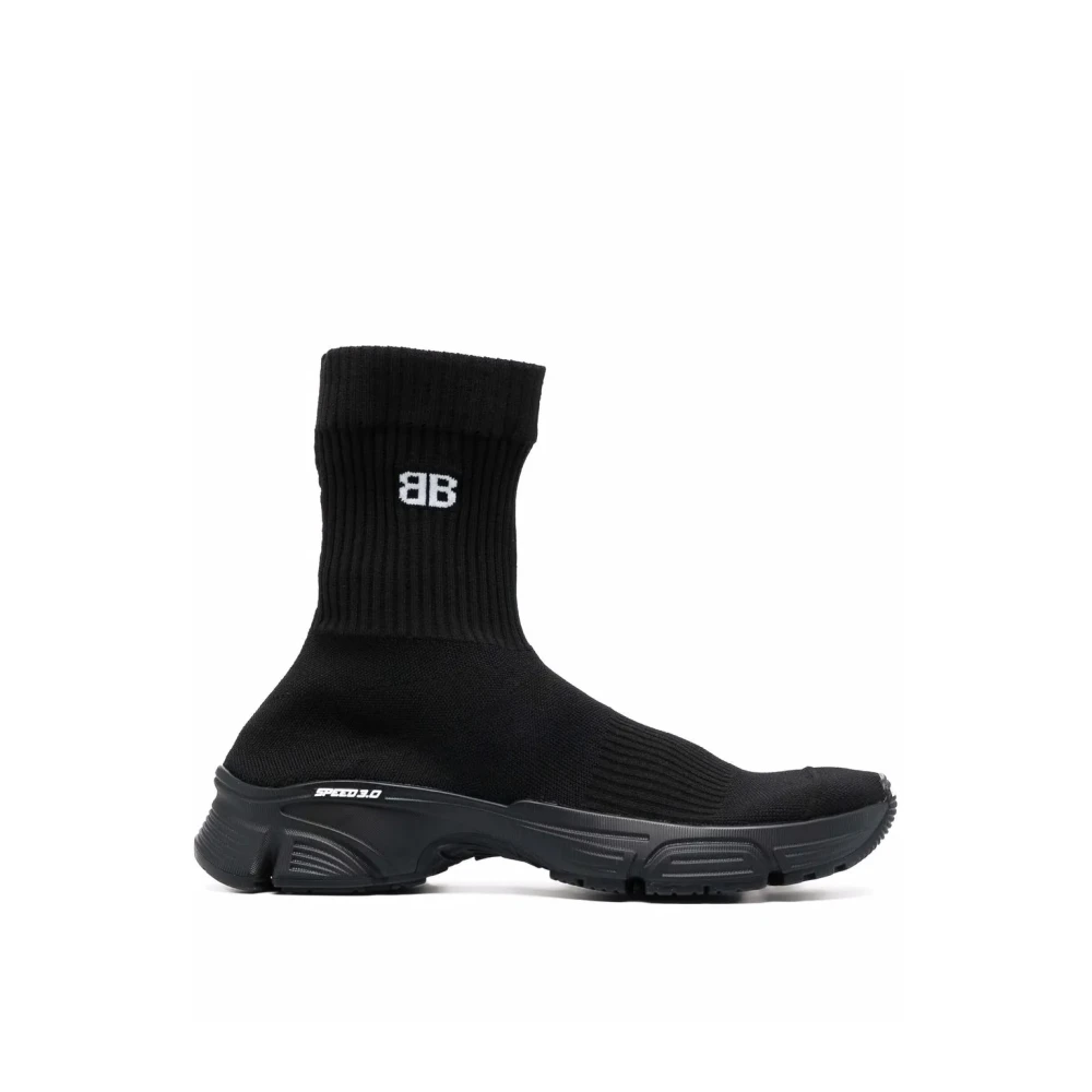 Balenciaga Logo Sneakers Rubberen Zool Heren Schoenen Zwart