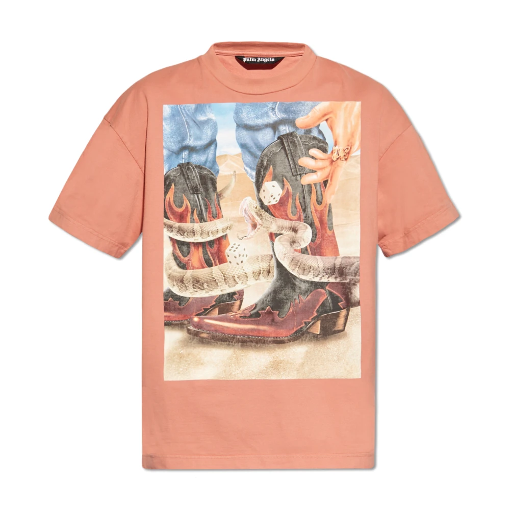 Palm Angels Bedrukt T-shirt Orange Heren