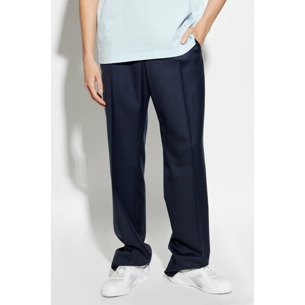 Versace Wollen broek met vouw Blue Heren