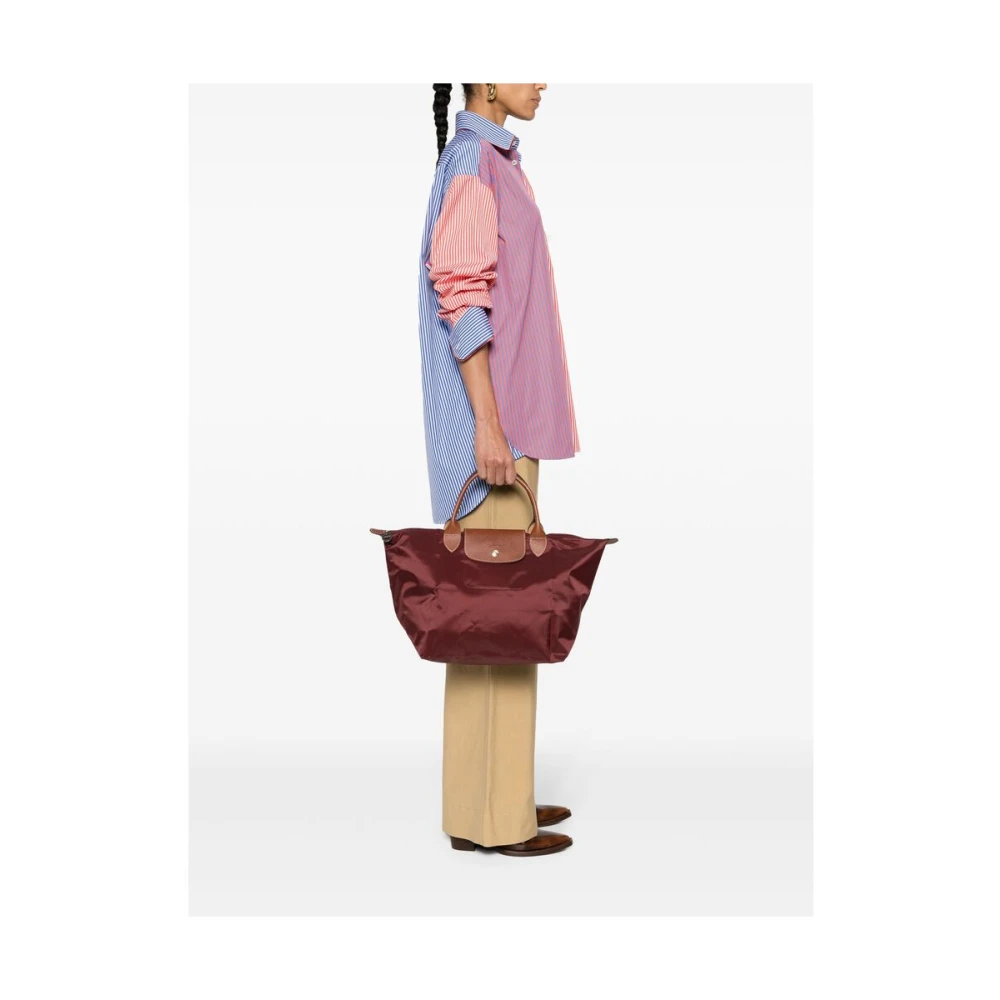 Longchamp Bordeaux Leren Handtas met reliëflogo Red Dames