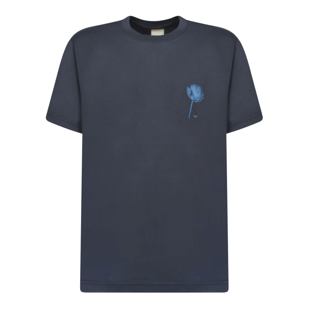 Emporio Armani Blauw Bloemenprint T-shirt Blue Heren