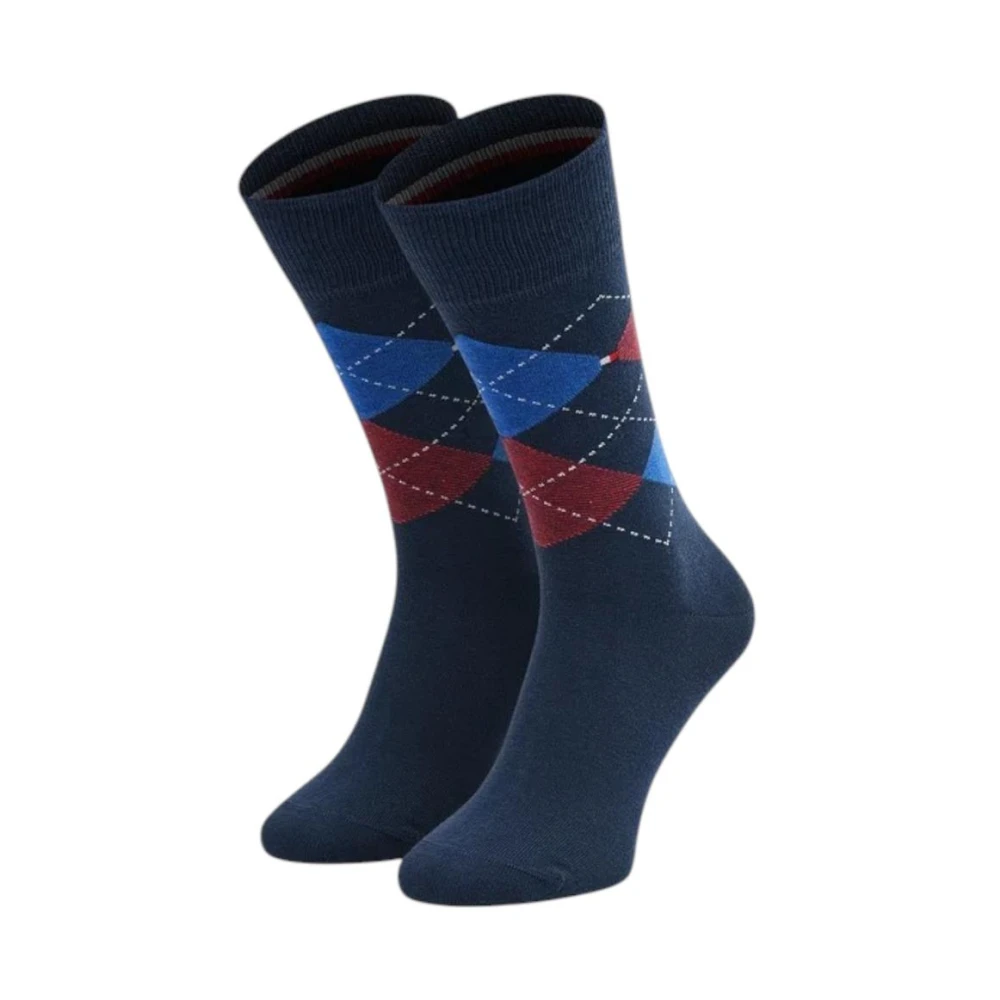 Tommy Hilfiger Argyle Patroon Crew Socks Blue Heren