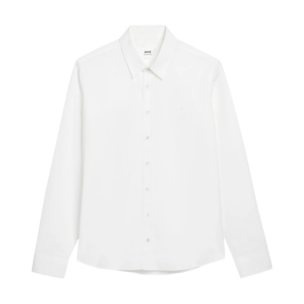 Ami Paris Tonal Geborduurd Klassiek Overhemd White Heren