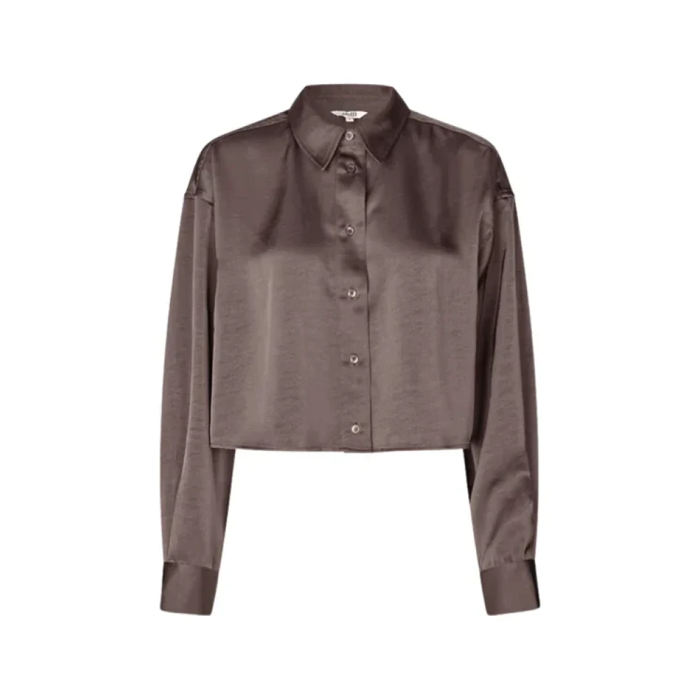 MbyM Taupe Satijnen Shirt voor Relaxte Outfit Brown Dames