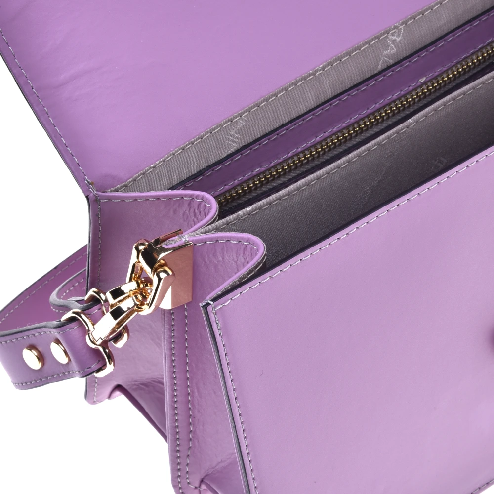 Baldinini Lilac calfskin shoulder bag Purple Dames