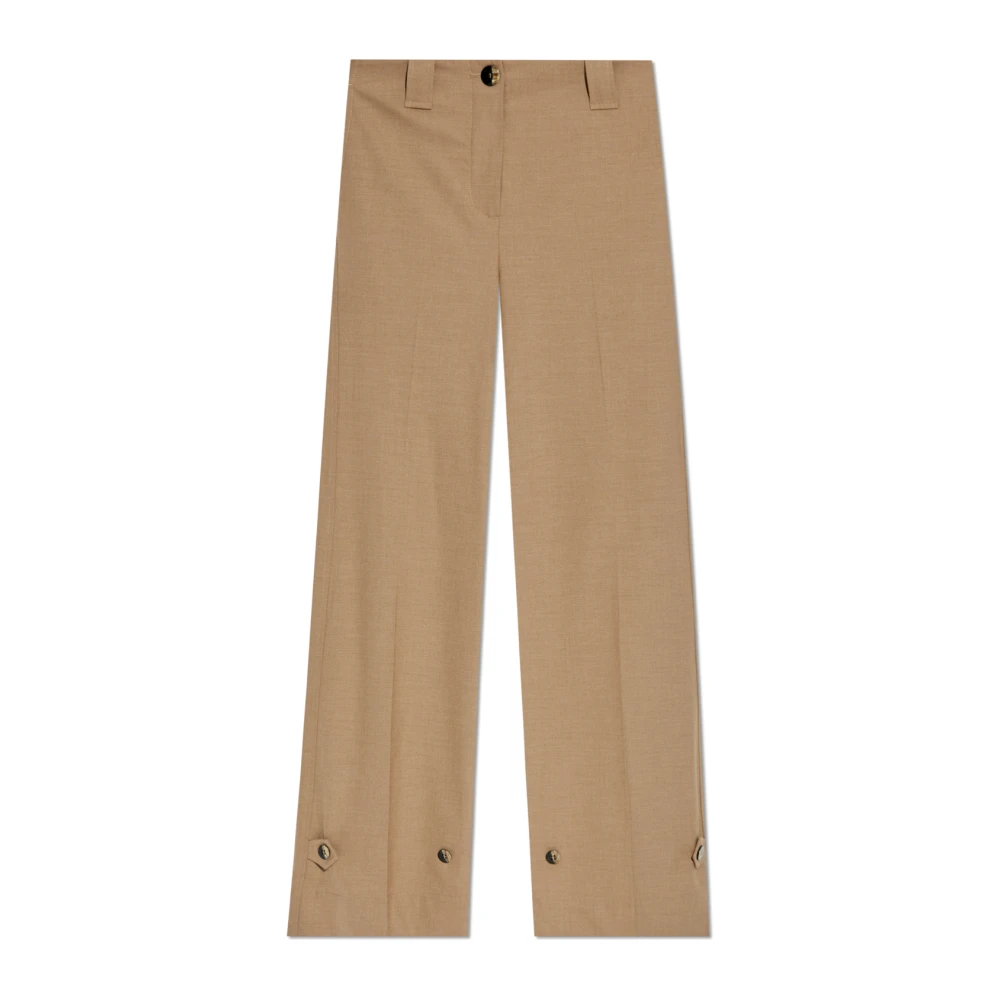 Ganni Gekreukelde broek Beige Dames