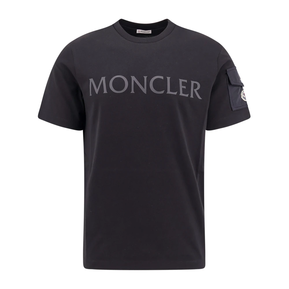 Moncler Katoenen T-shirt met Print en Zak Black Heren