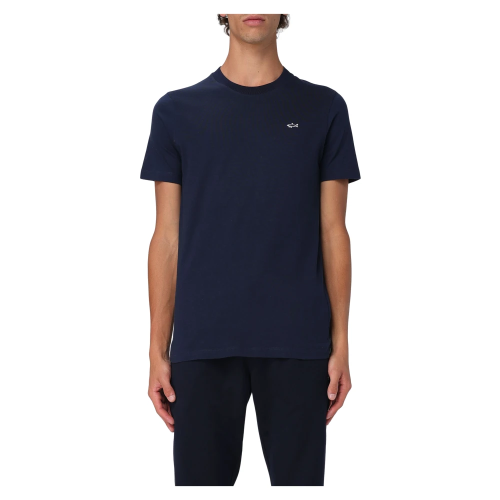 Paul & Shark Blue T-Shirts, Male, 2XL, Cotton T-Shirt With Logo Detail
