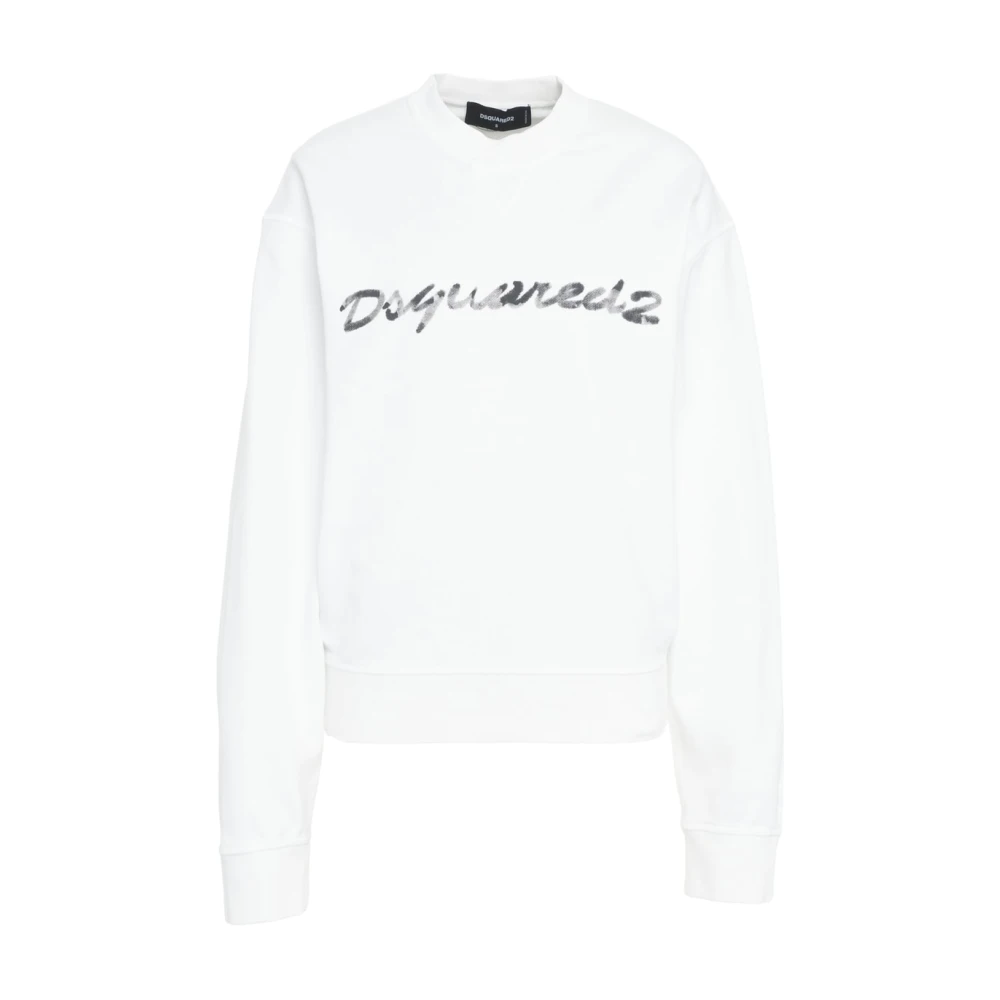 Dsquared2 Vit Sweatshirt Klassisk Crew Neck White, Dam