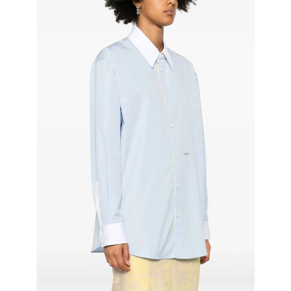 Dsquared2 Casual Katoenen Overhemd in Blauw Blue Dames