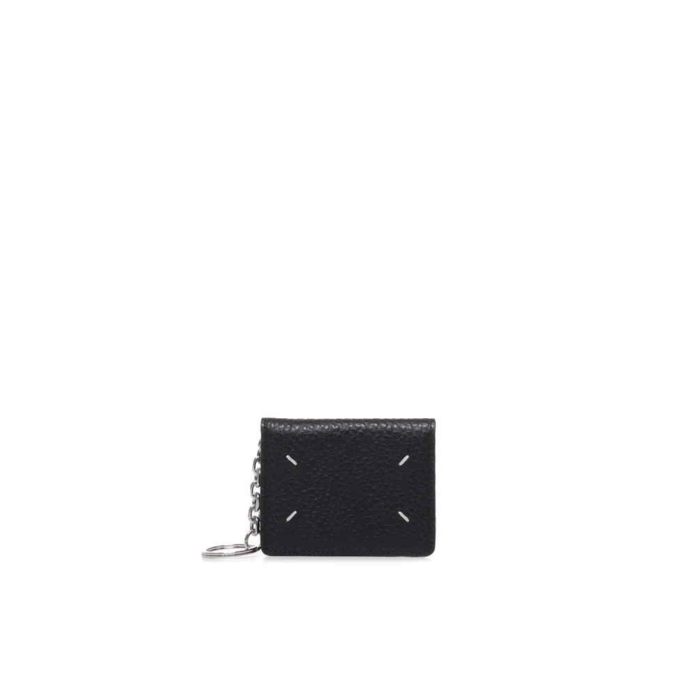 Maison Margiela Men's Black Leather Wallet With Chain And Key Ring