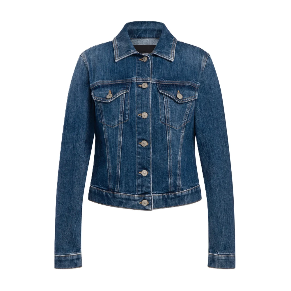 Dondup Women's Blue Denim Jackets, M, Slim-Fit Stretch Denim Jacket