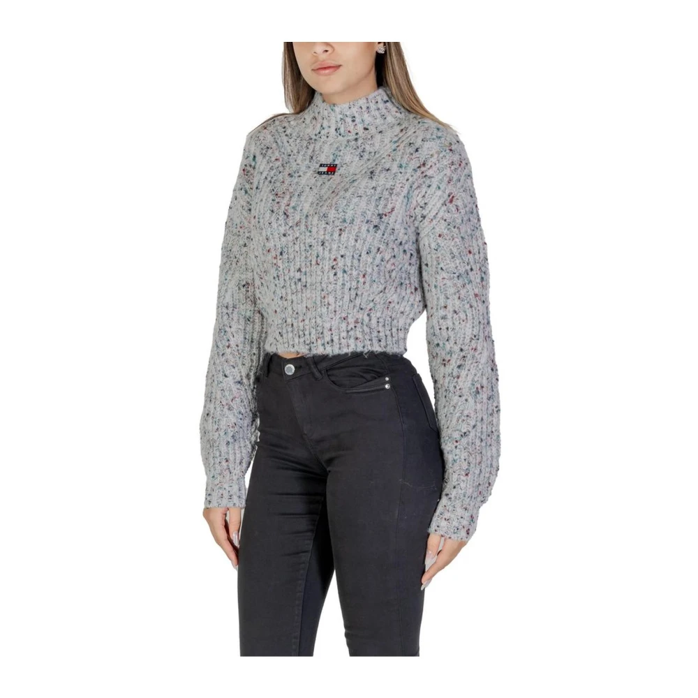 Tommy Jeans Witte Gebreide Wollen Trui Gray Dames