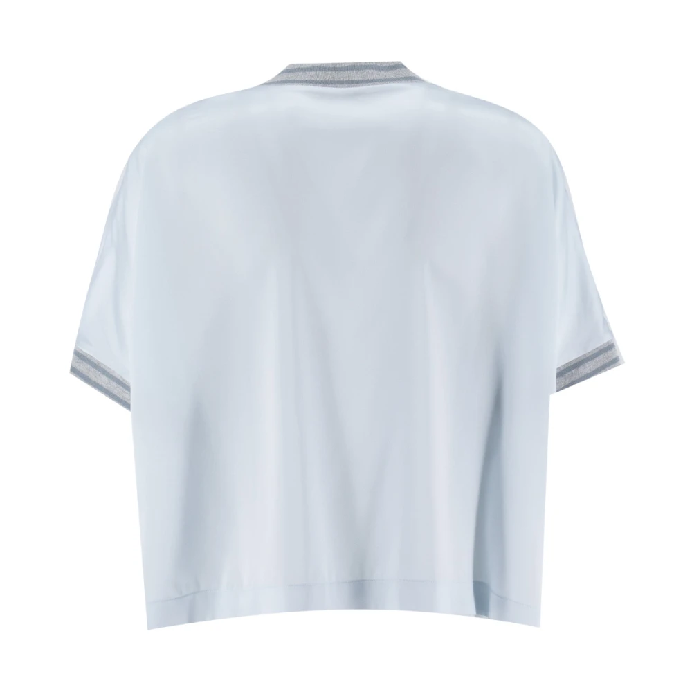 Panicale Zijden trui met contrastkleurige randen Blue Dames