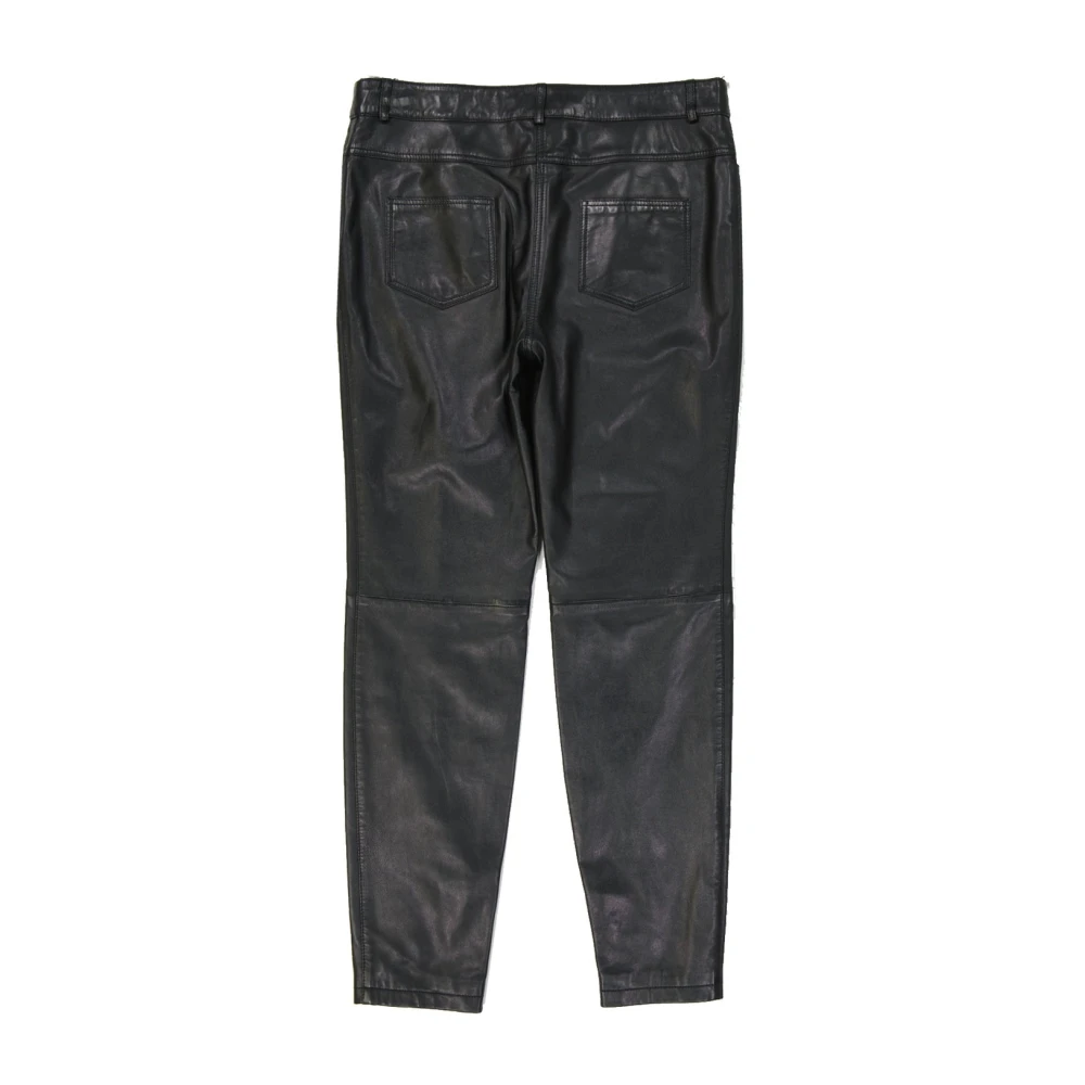 Boutique Moschino Zwarte Leren Broek Aw24 Black Dames