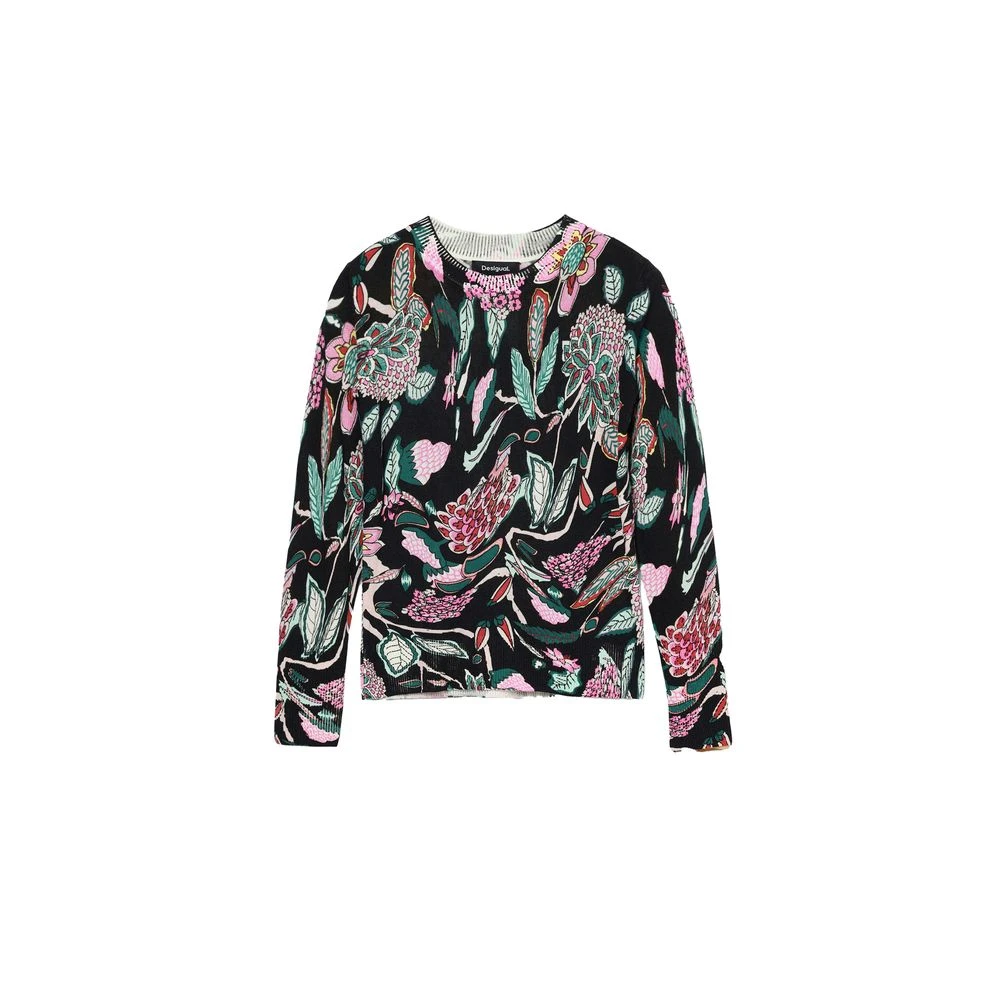 Desigual Zwarte Viscose Gebreide Tops & T-shirt Multicolor Dames