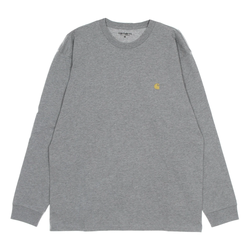 Carhartt WIP Chase Longsleeve T-shirt Grijs Heather goud Gray Heren