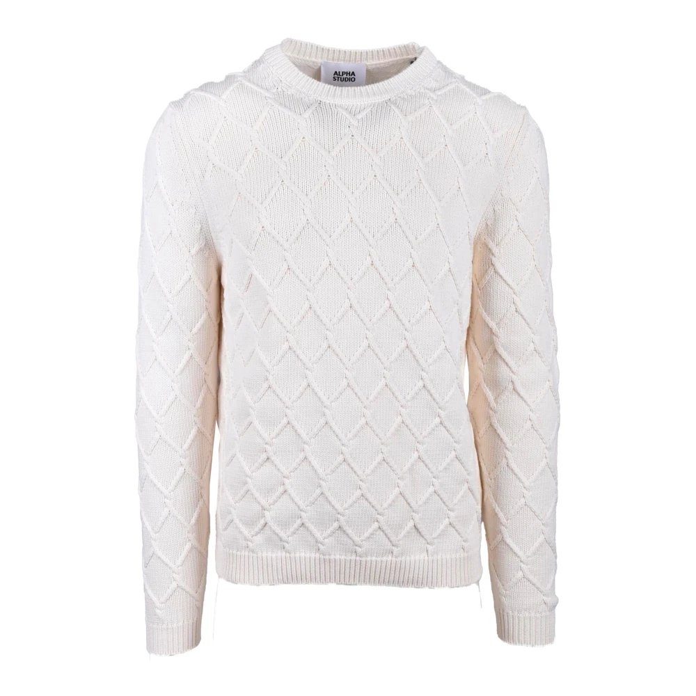 Alpha Studio Katoen Nylon Gebreide Top White Heren