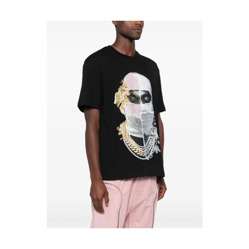 IH NOM UH NIT Krantenmasker Print Katoenen T-shirt Black Heren