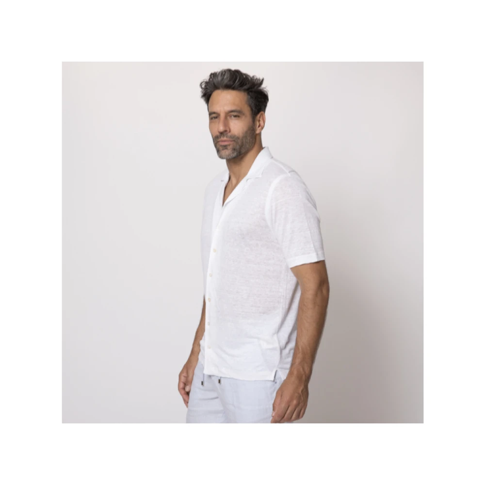 Gran Sasso Wit Linnen Shirt met Korte Mouwen White Heren