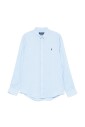 blue-button-up-shirt-with-pony-motif