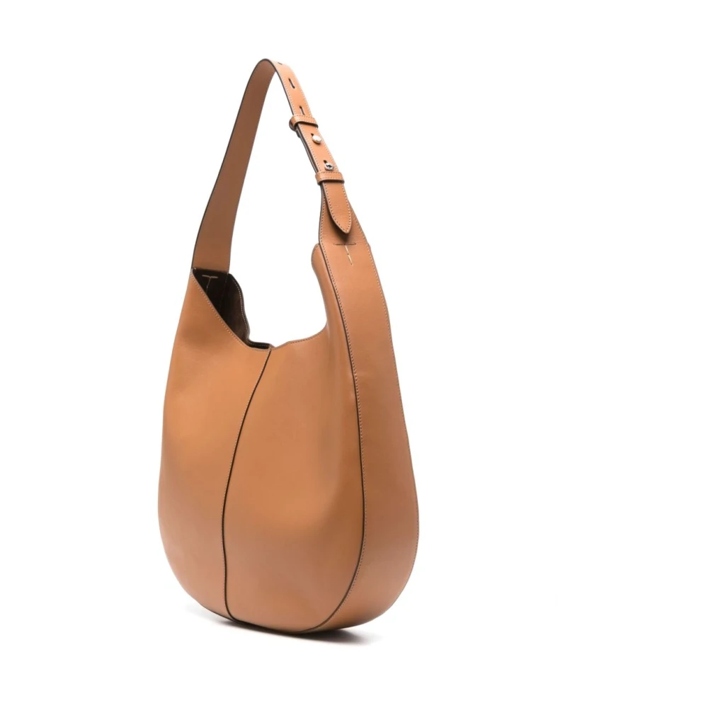 TOD'S Bruin Leren Schoudertas met Afneembare Pouch Brown Dames