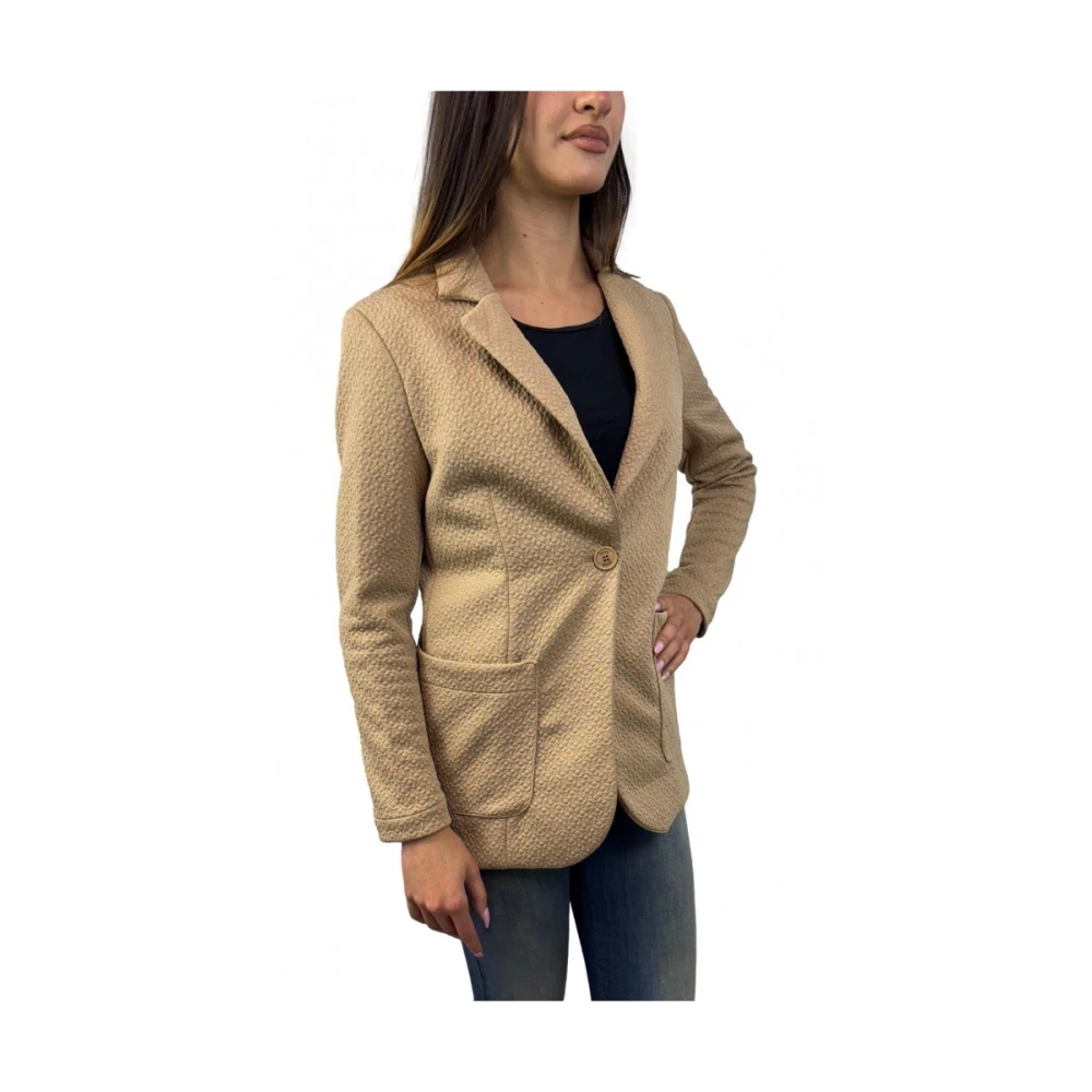 Dixie Beige jas met polyester en elastaan Beige Dames