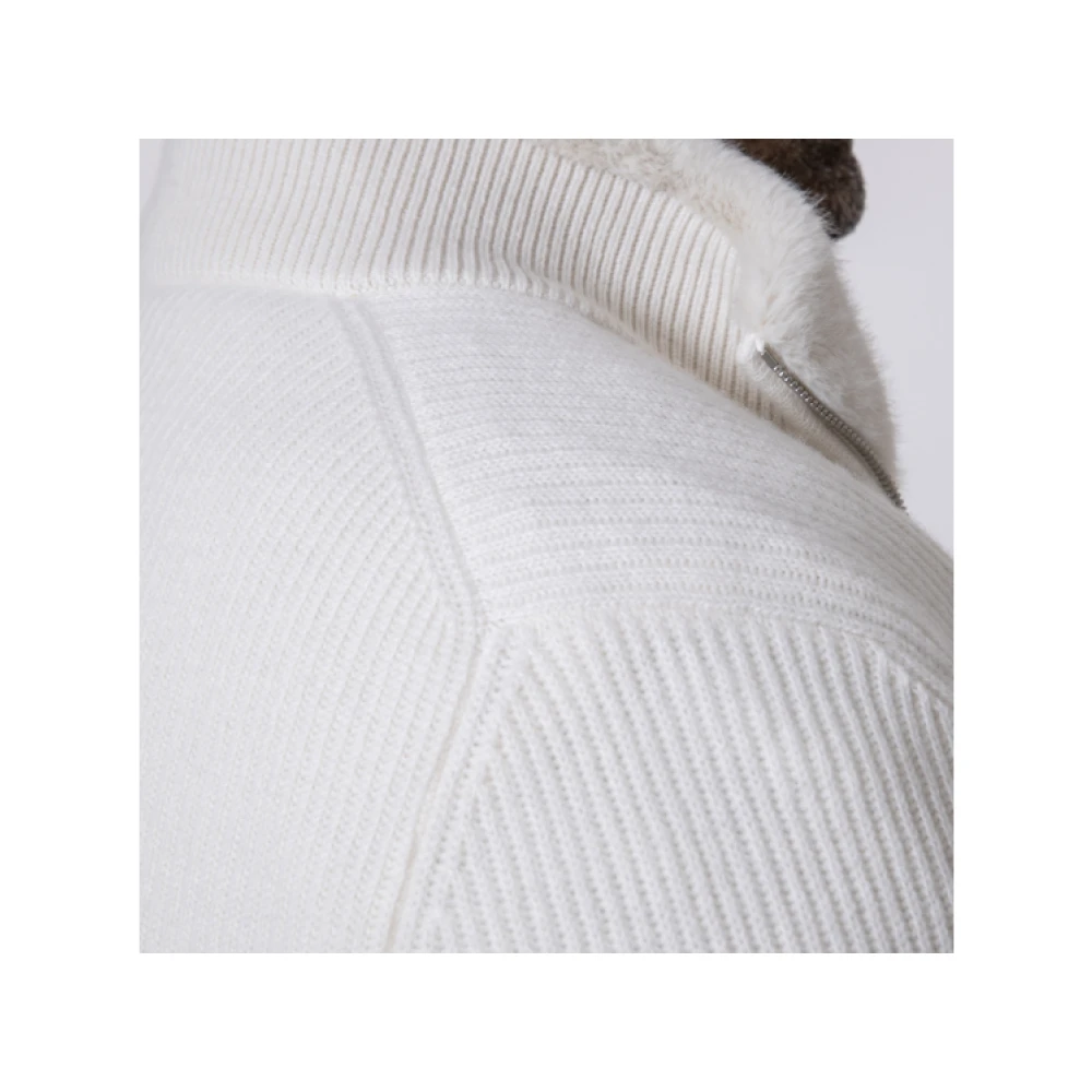 Gran Sasso Kasjmier Ecru Gilet met Geïntegreerde Nepbont White Heren