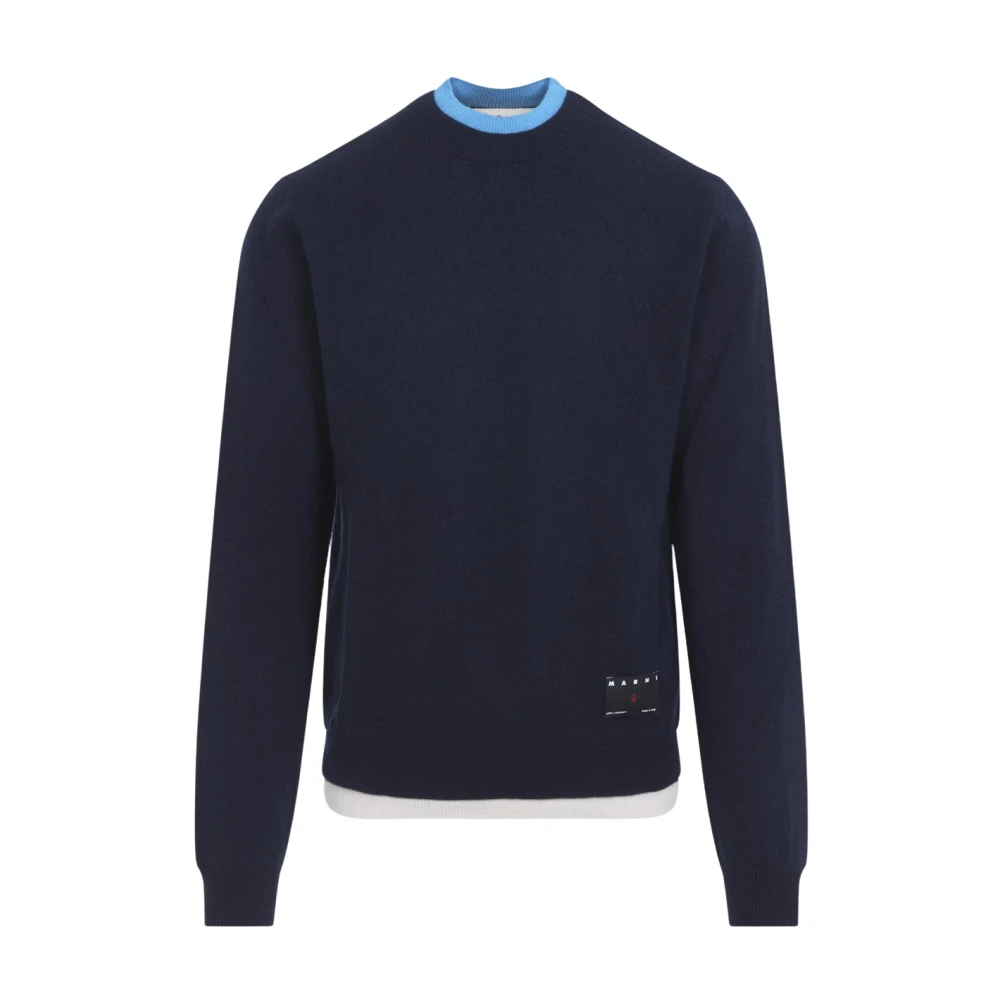 Marni Mannelijk Blauw Truien & Vesten Heren, Xl, Kasjmier, Cashmere Trui