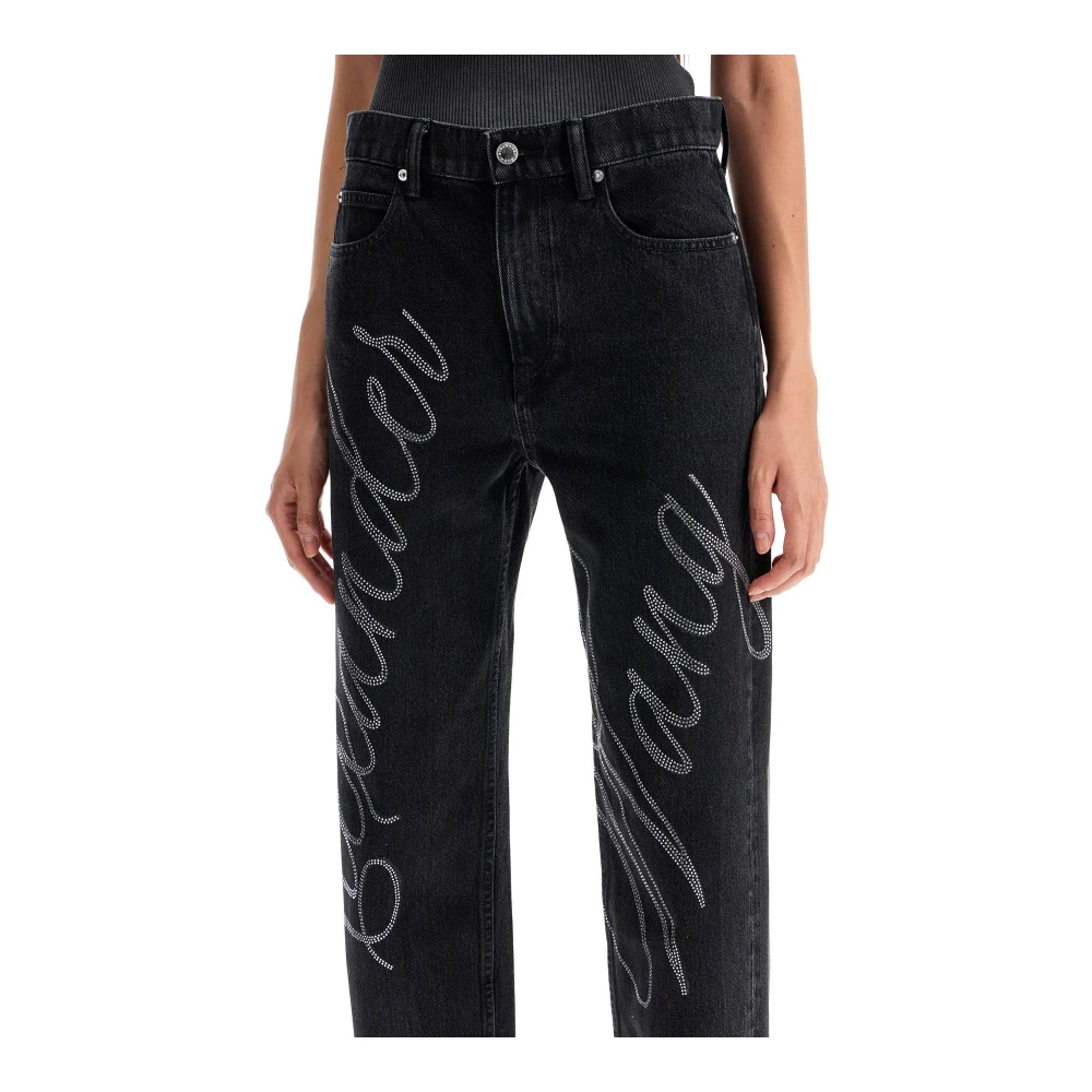 alexander wang Rhinestone Straight Jeans Gray Dames