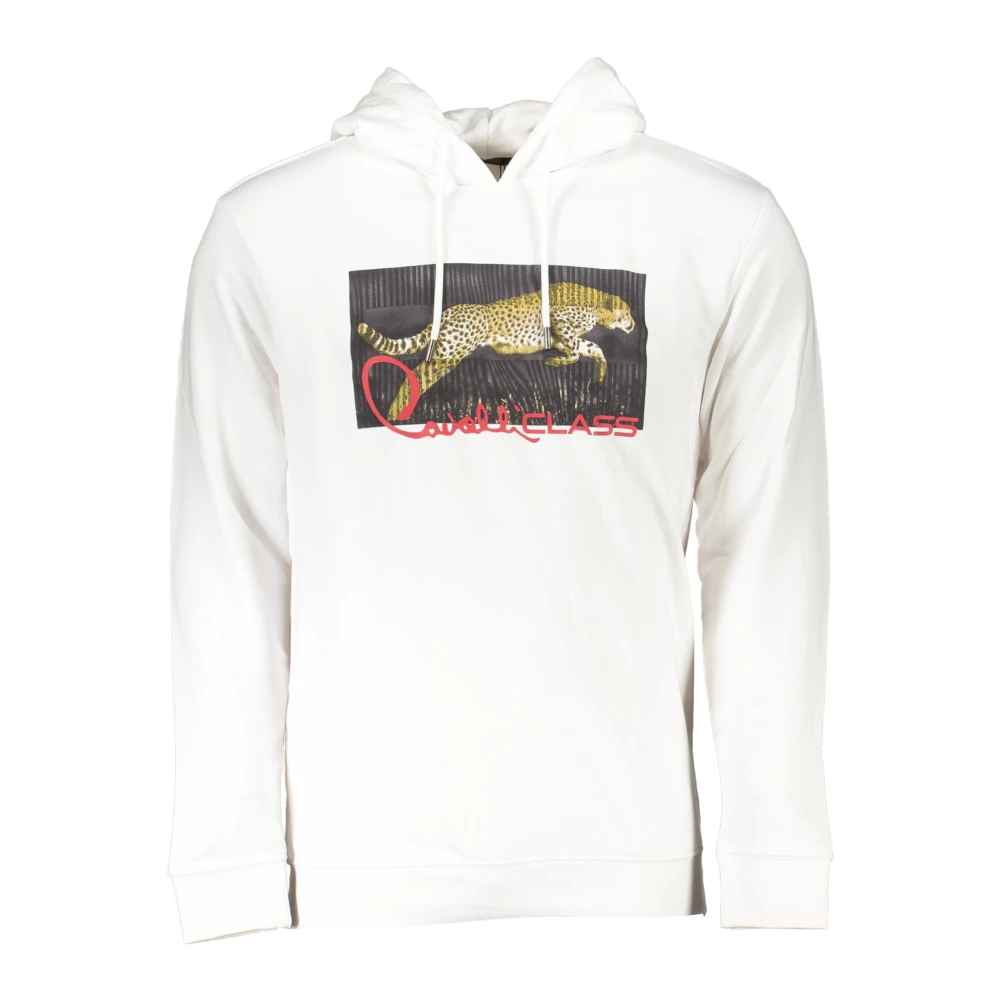 Cavalli Class Hoodie Wit Lange Mouw Logo White Heren
