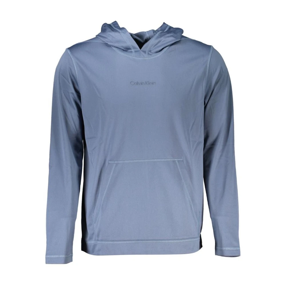 Calvin Klein Men's Blue Hoodies,, Sporty Hooded Sweatshirt With Logo Print Extra Large