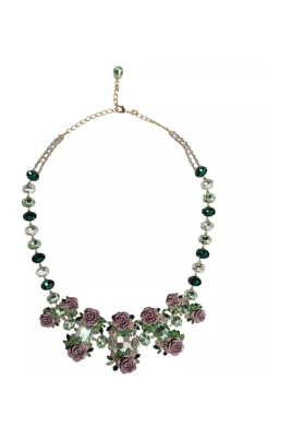 Guld Kristall Blomma Statement Halsband