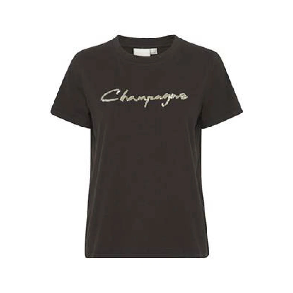 Ichi Zwarte T-shirts Freewear Zwart Black Dames